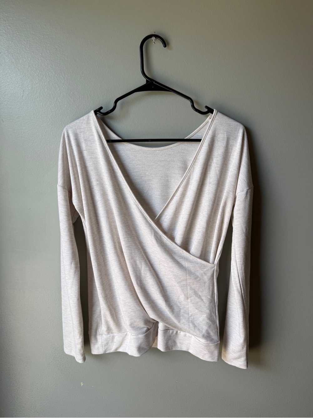 Cream Wrap Front Long Sleeve Top Size Medium
